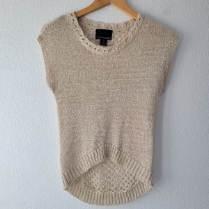 Cynthia Rowley Tan Knit / Crochet Top / Blouse Size XS EUC | Neutral Classic